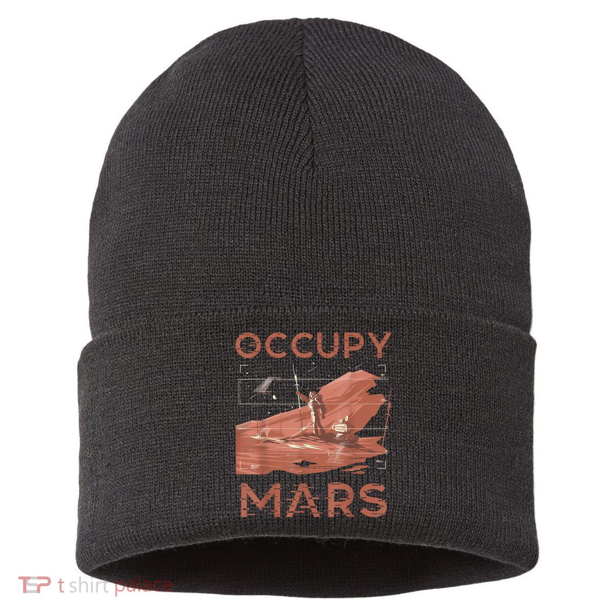 Occupy Mars Shirts Space Exploration Colonize Planet Mars Sustainable Knit Beanie