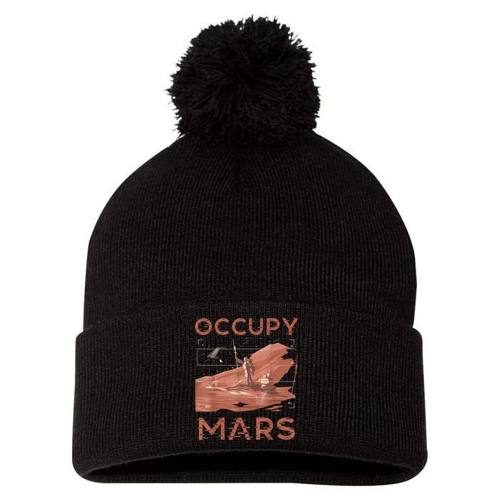Occupy Mars Shirts Space Exploration Colonize Planet Mars Pom Pom 12in Knit Beanie