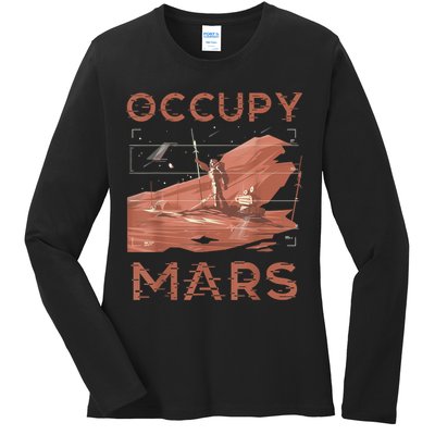 Occupy Mars Shirts Space Exploration Colonize Planet Mars Ladies Long Sleeve Shirt
