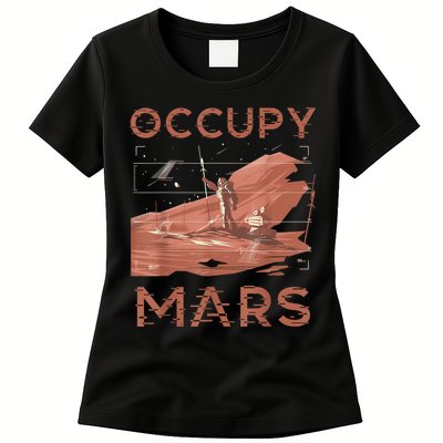 Occupy Mars Shirts Space Exploration Colonize Planet Mars Womens T-Shirt