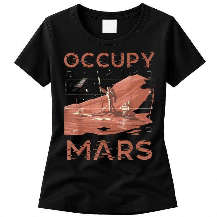 Occupy Mars Shirts Space Exploration Colonize Planet Mars Womens T-Shirt