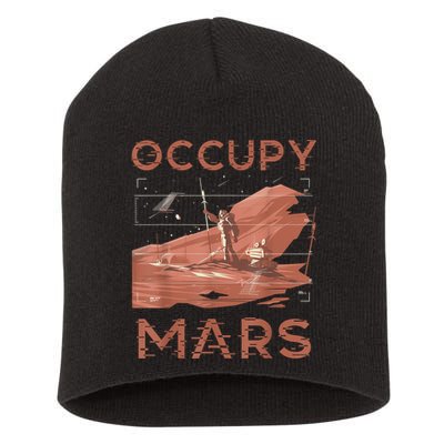 Occupy Mars Shirts Space Exploration Colonize Planet Mars Short Acrylic Beanie