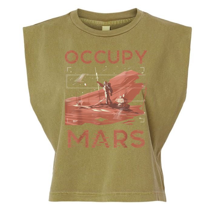 Occupy Mars Shirts Space Exploration Colonize Planet Mars Garment-Dyed Women's Muscle Tee