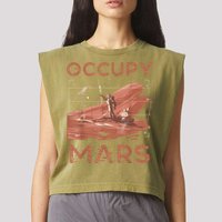 Occupy Mars Shirts Space Exploration Colonize Planet Mars Garment-Dyed Women's Muscle Tee