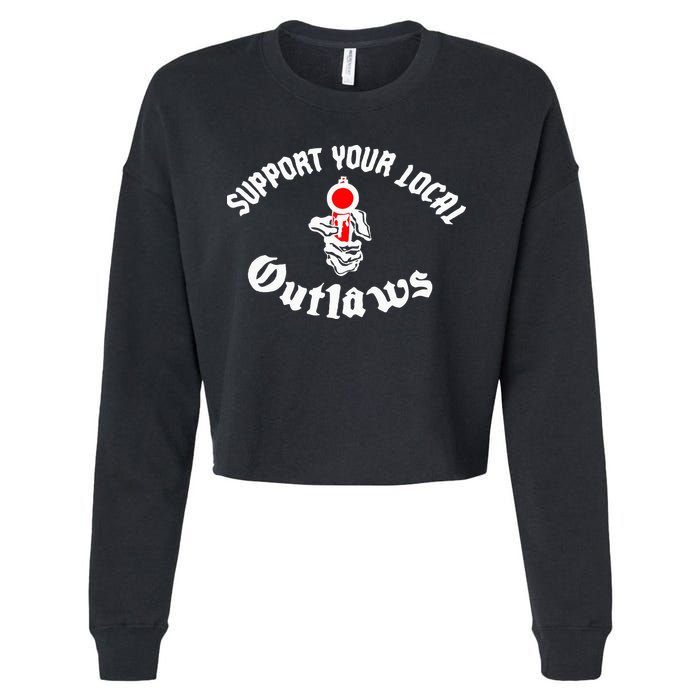 Outlaw Mc Support Cropped Pullover Crew
