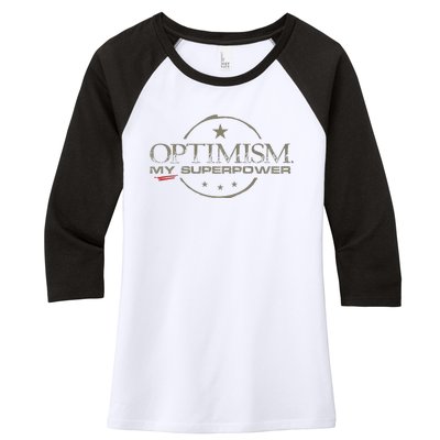 OPTIMISM My Superpower Women's Tri-Blend 3/4-Sleeve Raglan Shirt