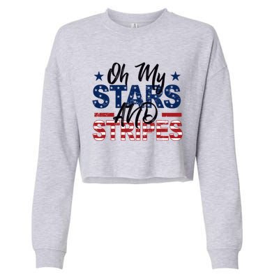 Oh My Stars And Stripes Fourth Of July Gift Cropped Pullover Crew