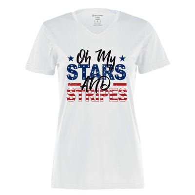 Oh My Stars And Stripes Fourth Of July Gift Women's Momentum V-Neck T-Shirt