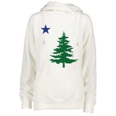 Old Maine State Flag 1901 Pine Tree Star Womens Funnel Neck Pullover Hood