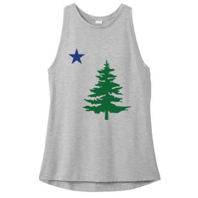 Old Maine State Flag 1901 Pine Tree Star Ladies PosiCharge Tri-Blend Wicking Tank