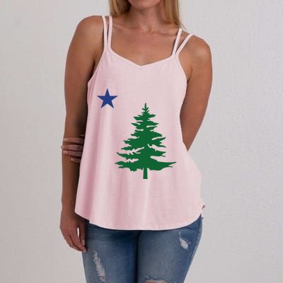 Old Maine State Flag 1901 Pine Tree Star Women's Strappy Tank