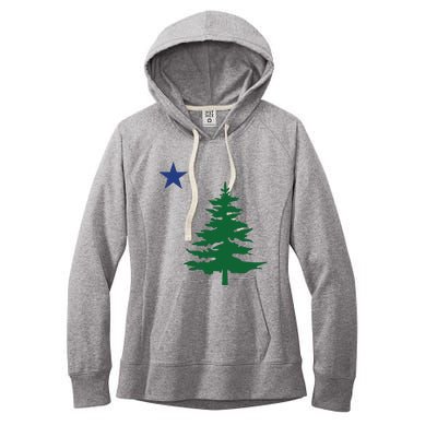 Old Maine State Flag 1901 Pine Tree Star Women's Fleece Hoodie