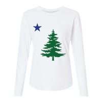 Old Maine State Flag 1901 Pine Tree Star Womens Cotton Relaxed Long Sleeve T-Shirt