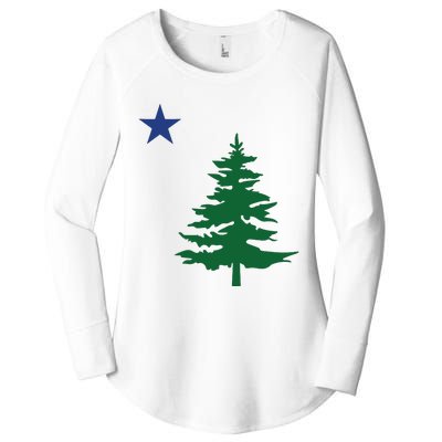 Old Maine State Flag 1901 Pine Tree Star Women's Perfect Tri Tunic Long Sleeve Shirt