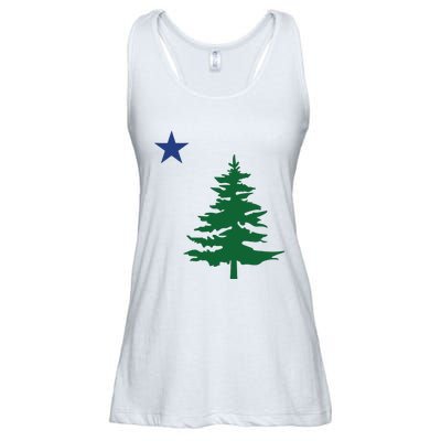 Old Maine State Flag 1901 Pine Tree Star Ladies Essential Flowy Tank