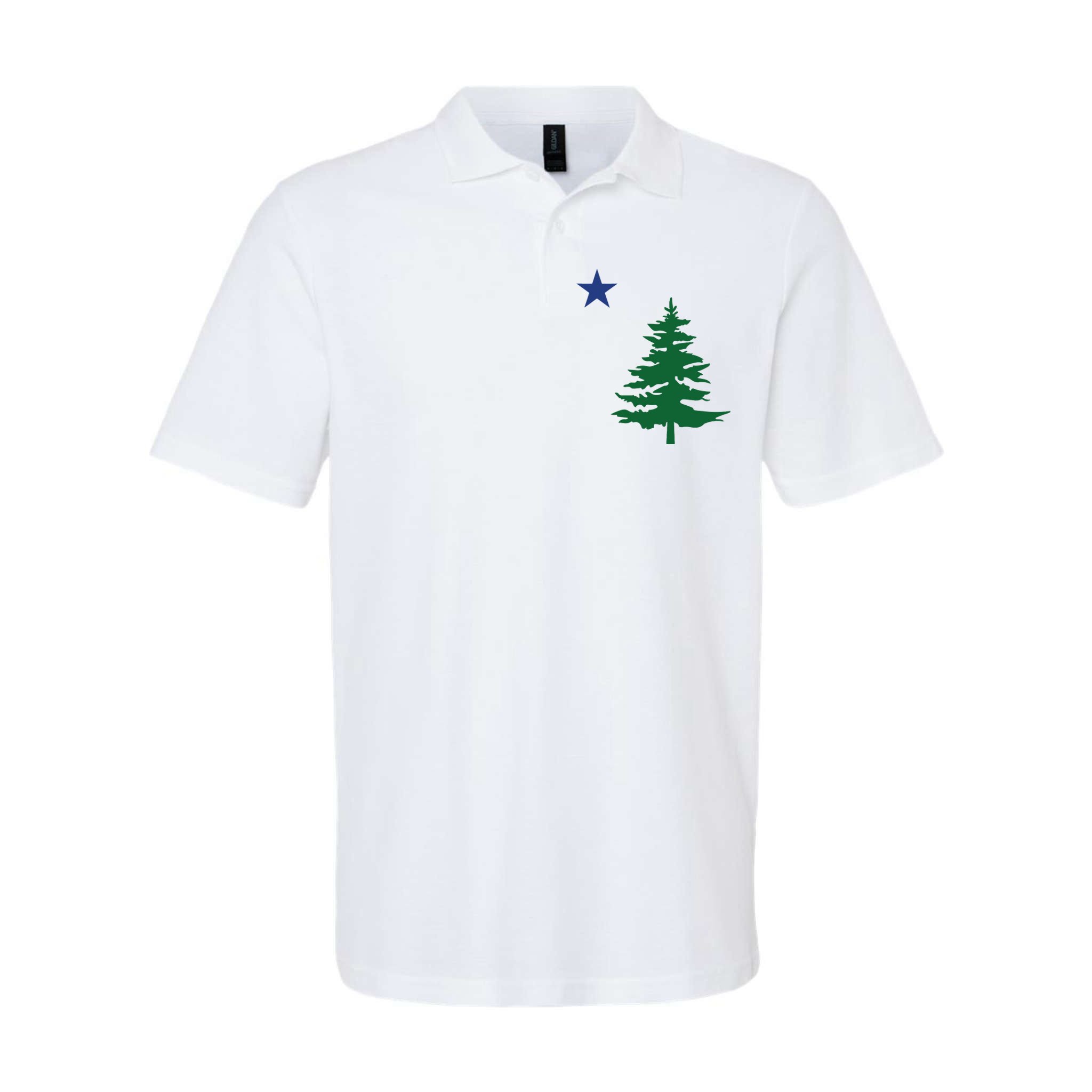 Old Maine State Flag 1901 Pine Tree Star Softstyle Adult Sport Polo TeeShirtPalace