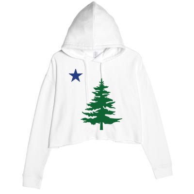 Old Maine State Flag 1901 Pine Tree Star Crop Fleece Hoodie