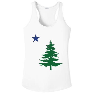 Old Maine State Flag 1901 Pine Tree Star Ladies PosiCharge Competitor Racerback Tank