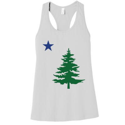 Old Maine State Flag 1901 Pine Tree Star Women's Racerback Tank