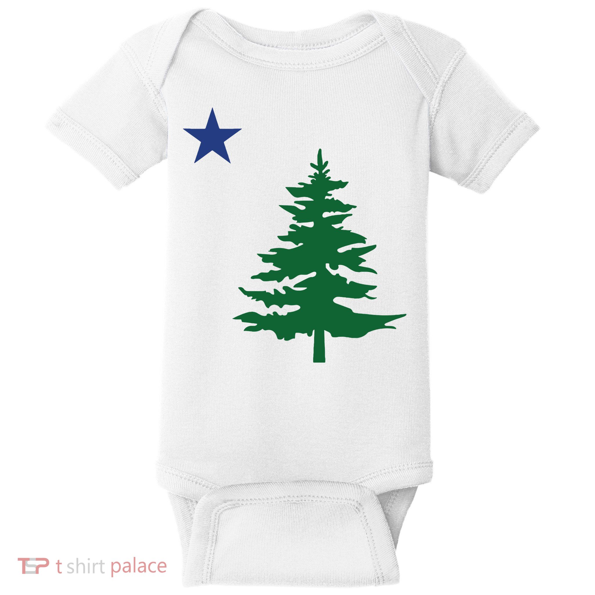 Old Maine State Flag 1901 Pine Tree Star Baby Bodysuit