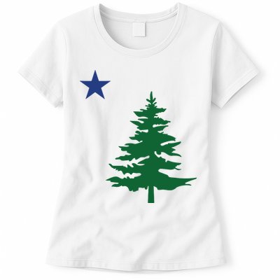 Old Maine State Flag 1901 Pine Tree Star Womens T-Shirt