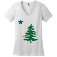 Old Maine State Flag 1901 Pine Tree Star Women's V-Neck T-Shirt