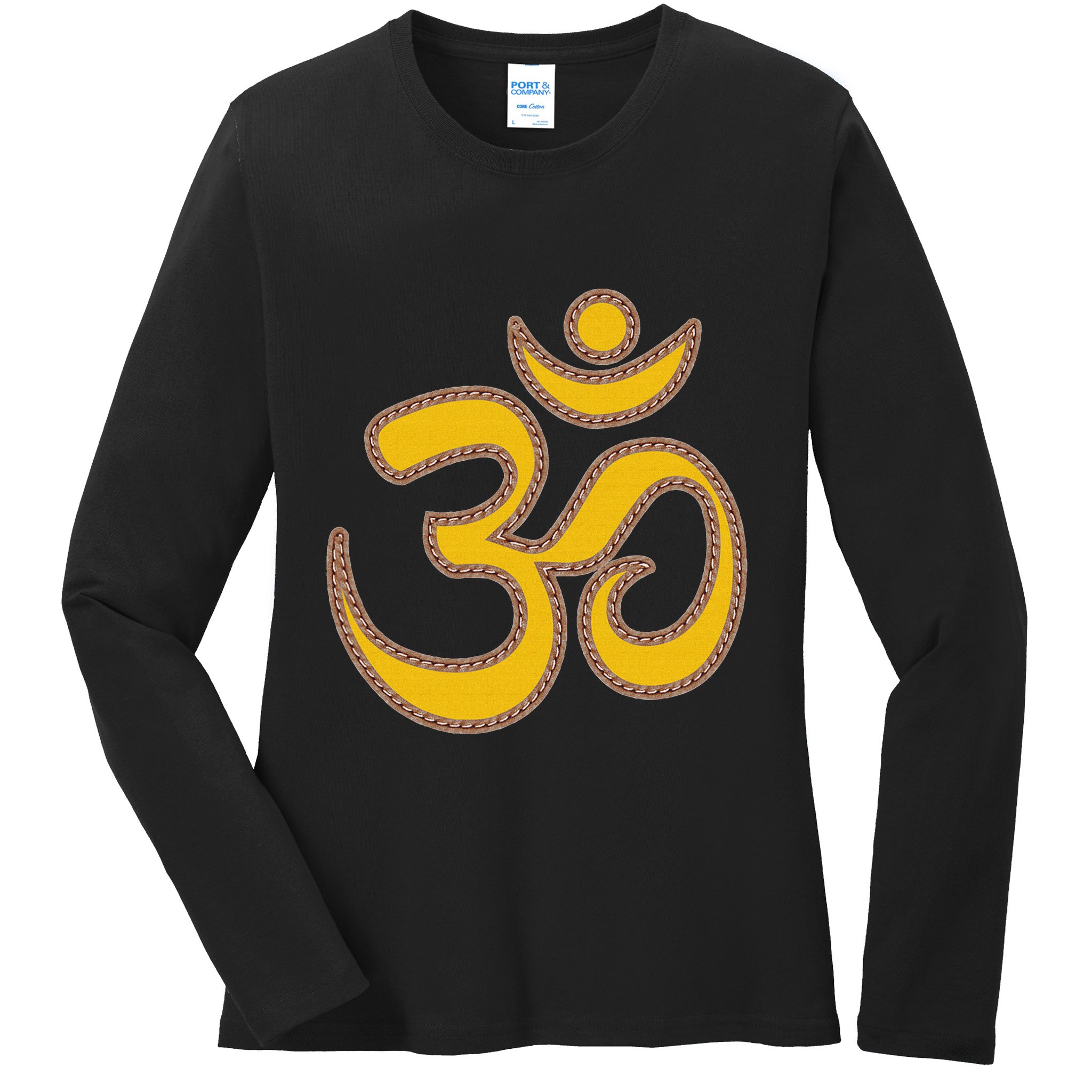 Om Meditation Spiritual Ancient Symbol Peace Yoga Aum Omkara Ladies Long Sleeve Shirt