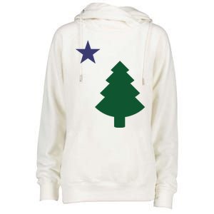 Old Maine State Flag 1901 Pine Tree Star Womens Funnel Neck Pullover Hood