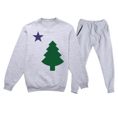 Old Maine State Flag 1901 Pine Tree Star Premium Crewneck Sweatsuit Set