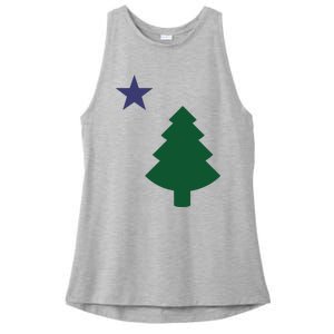 Old Maine State Flag 1901 Pine Tree Star Ladies PosiCharge Tri-Blend Wicking Tank