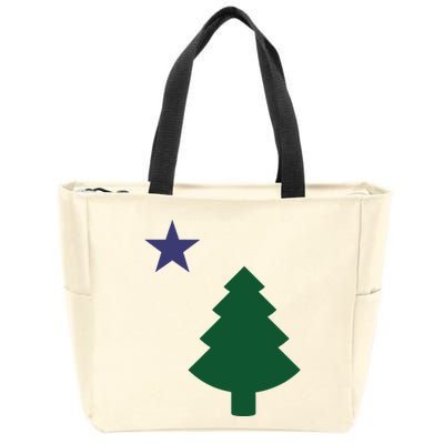 Old Maine State Flag 1901 Pine Tree Star Zip Tote Bag
