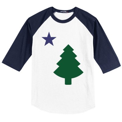 Old Maine State Flag 1901 Pine Tree Star Baseball Sleeve Shirt