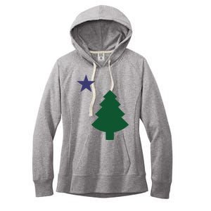 Old Maine State Flag 1901 Pine Tree Star Women's Fleece Hoodie