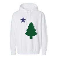 Old Maine State Flag 1901 Pine Tree Star Garment-Dyed Fleece Hoodie