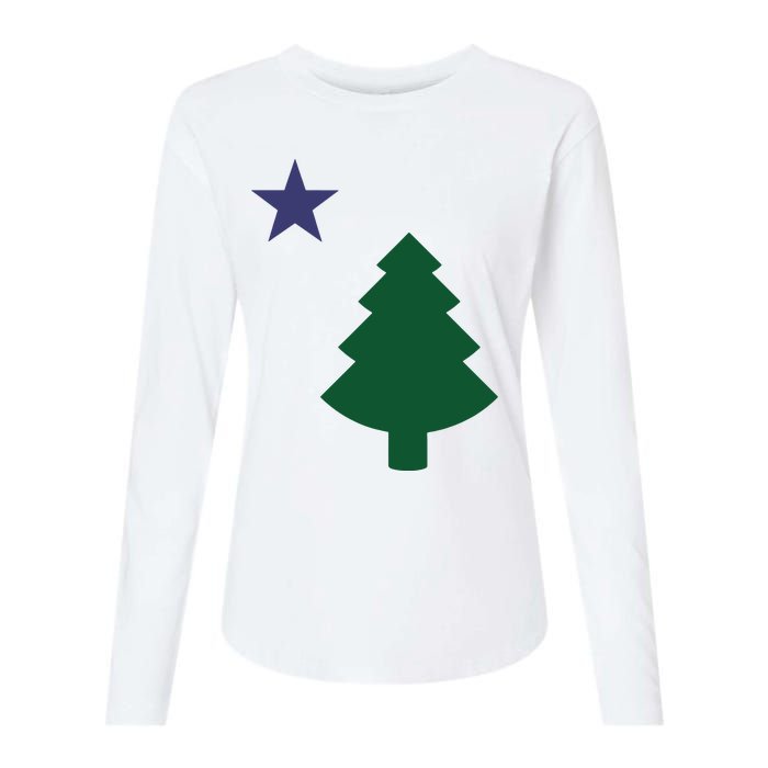 Old Maine State Flag 1901 Pine Tree Star Womens Cotton Relaxed Long Sleeve T-Shirt