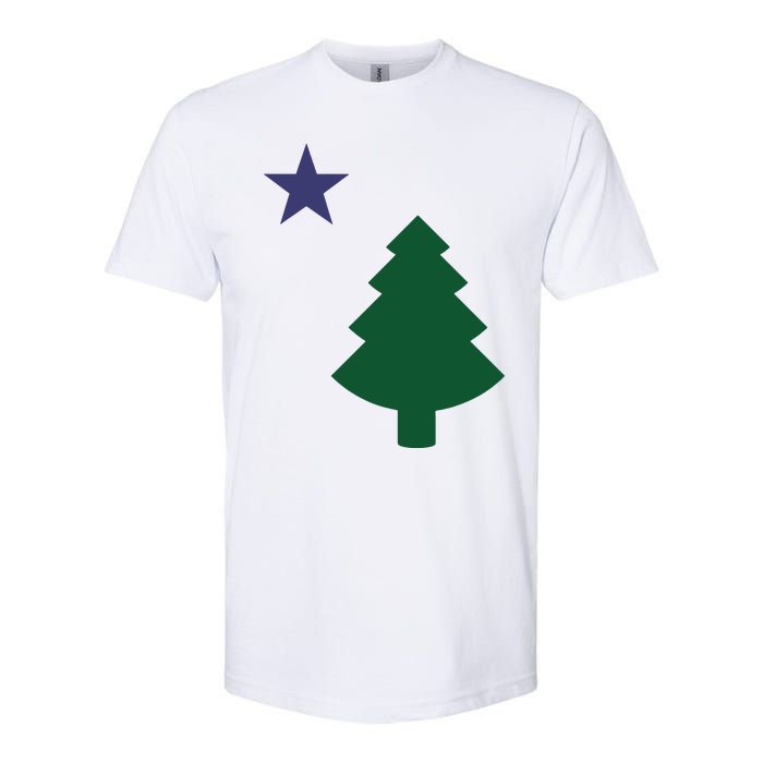 Old Maine State Flag 1901 Pine Tree Star Softstyle CVC T-Shirt