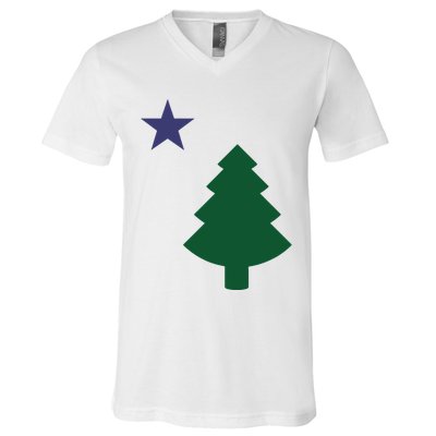 Old Maine State Flag 1901 Pine Tree Star V-Neck T-Shirt