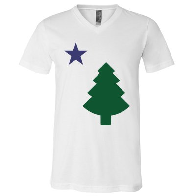 Old Maine State Flag 1901 Pine Tree Star V-Neck T-Shirt