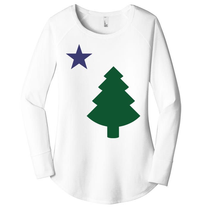 Old Maine State Flag 1901 Pine Tree Star Women's Perfect Tri Tunic Long Sleeve Shirt