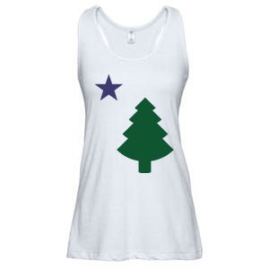 Old Maine State Flag 1901 Pine Tree Star Ladies Essential Flowy Tank