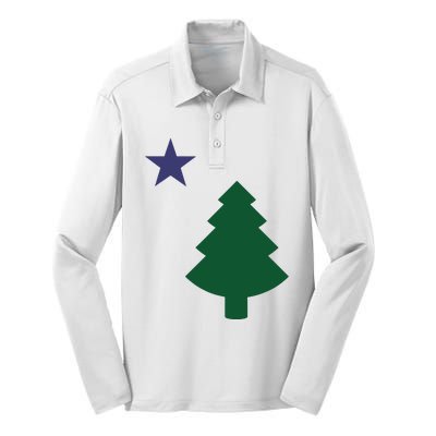 Old Maine State Flag 1901 Pine Tree Star Silk Touch Performance Long Sleeve Polo