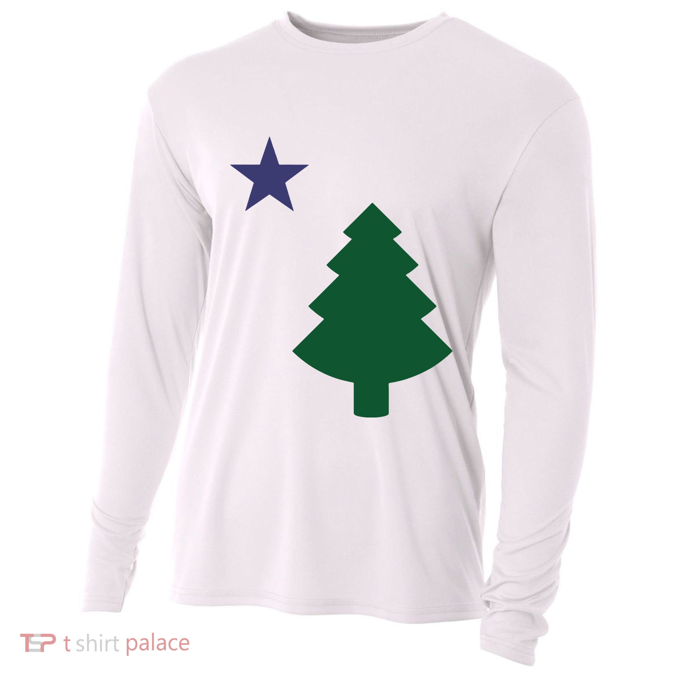 Old Maine State Flag 1901 Pine Tree Star Cooling Performance Long Sleeve Crew