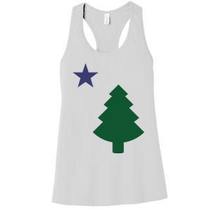 Old Maine State Flag 1901 Pine Tree Star Women's Racerback Tank