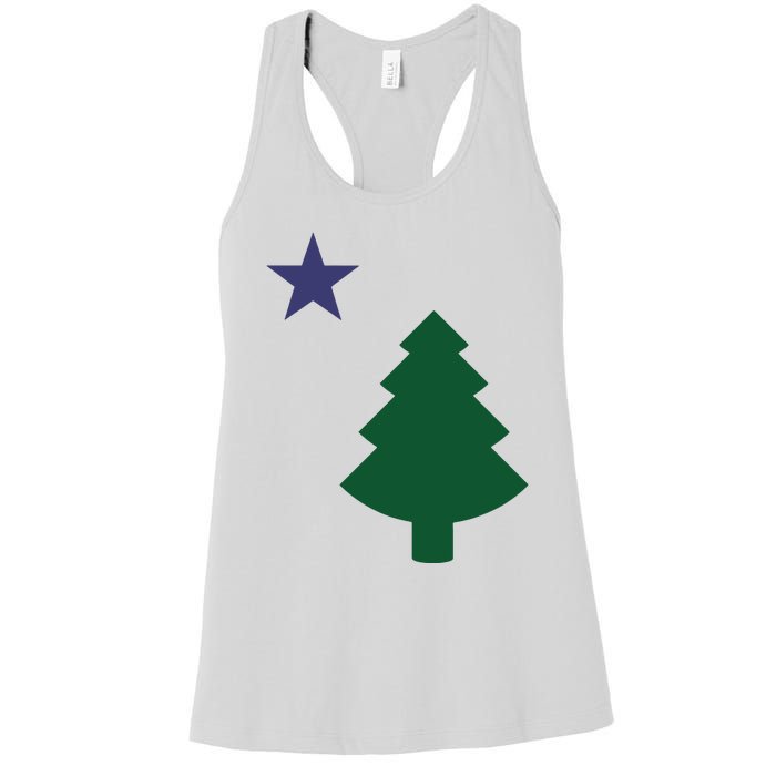 Old Maine State Flag 1901 Pine Tree Star Women's Racerback Tank