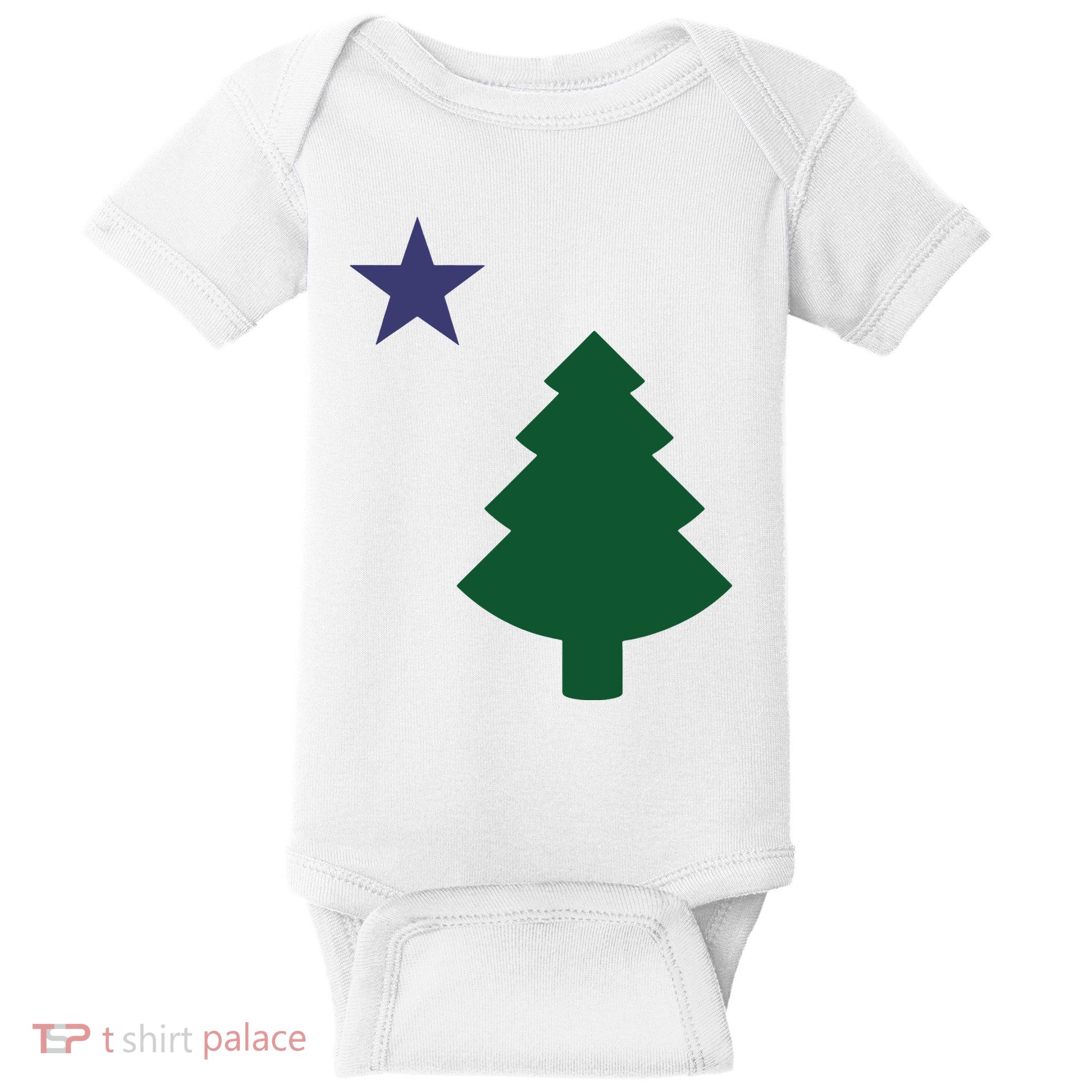 Old Maine State Flag 1901 Pine Tree Star Baby Bodysuit