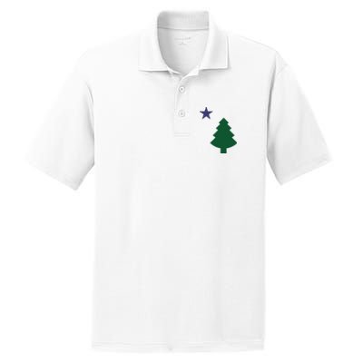 Old Maine State Flag 1901 Pine Tree Star PosiCharge RacerMesh Polo