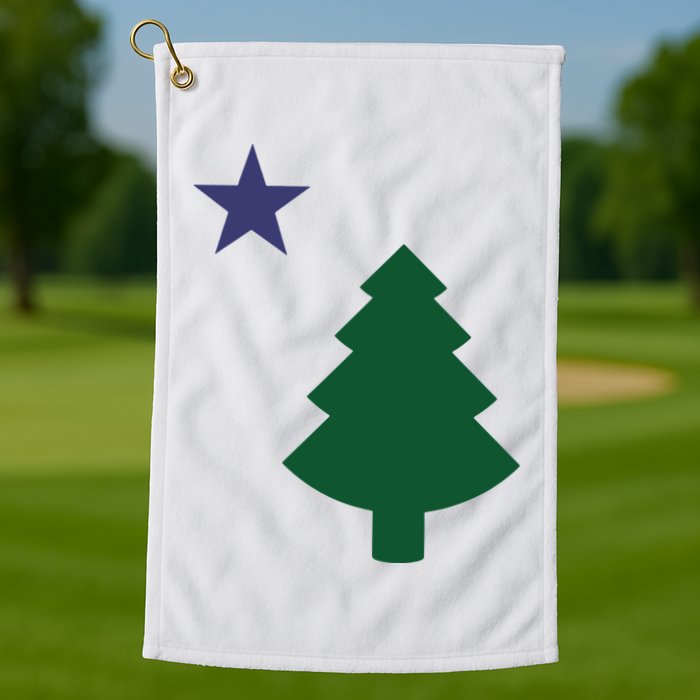 Old Maine State Flag 1901 Pine Tree Star Golf Towel