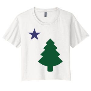 Old Maine State Flag 1901 Pine Tree Star Women's Crop Top Tee