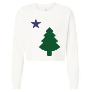 Old Maine State Flag 1901 Pine Tree Star Cropped Pullover Crew