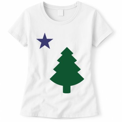 Old Maine State Flag 1901 Pine Tree Star Womens T-Shirt